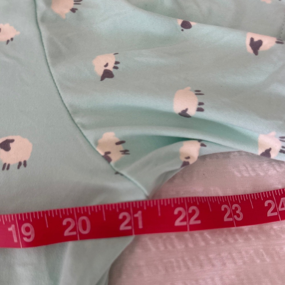 Munki Munki Pajama Set Womens XL Mint Green Sheep Print Short Sleeve Crop Pants - Picture 8 of 9